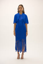 Signature by Joseph Ribkoff Circle Fringe Dress in Royal Sapphire 252712