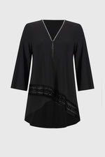 Joseph Ribkoff Rhinestone Trim Top in Black 244026