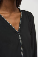 Joseph Ribkoff Rhinestone Trim Top in Black 244026