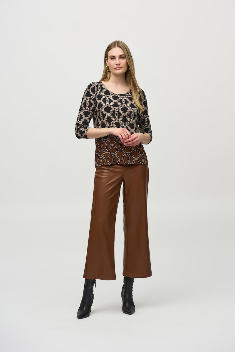 Joseph Ribkoff Chain Border Top in Black Chestnut 244065