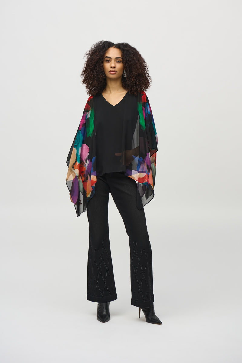 Joseph Ribkoff Poncho Top in Bright Black 244174