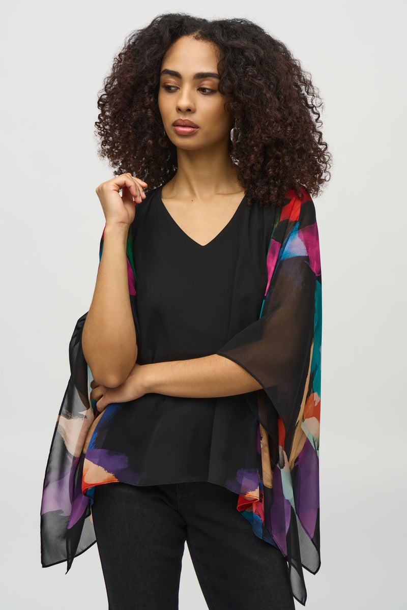 Joseph Ribkoff Poncho Top in Bright Black 244174