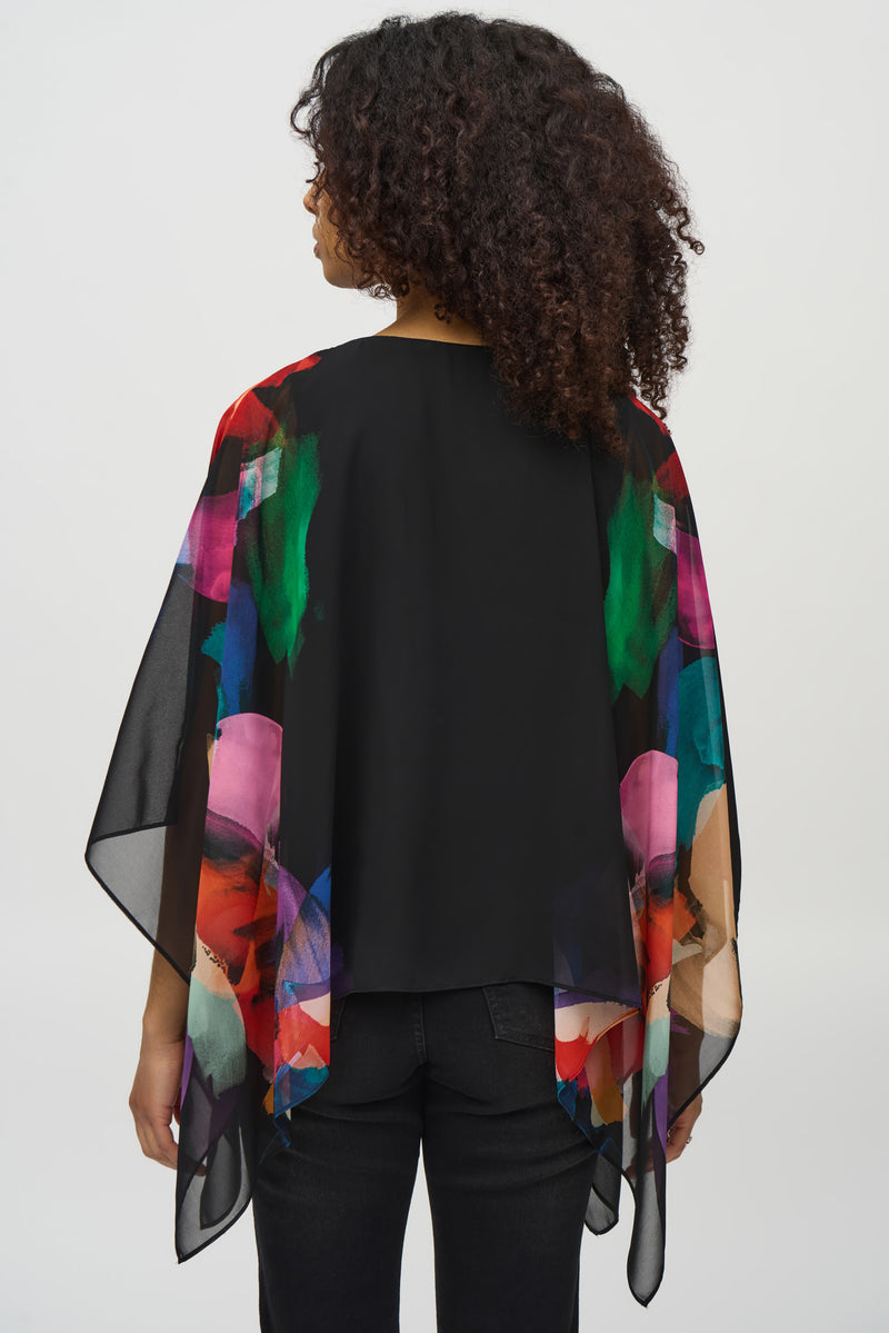 Joseph Ribkoff Poncho Top in Bright Black 244174