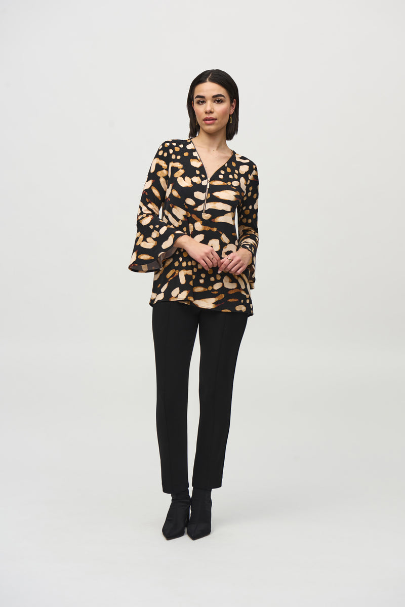 Joseph Ribkoff Fit & Flare Tunic in Black Animal 244176