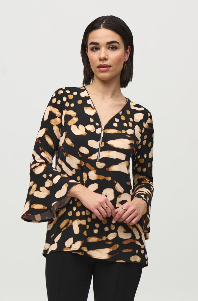 Joseph Ribkoff Fit & Flare Tunic in Black Animal 244176