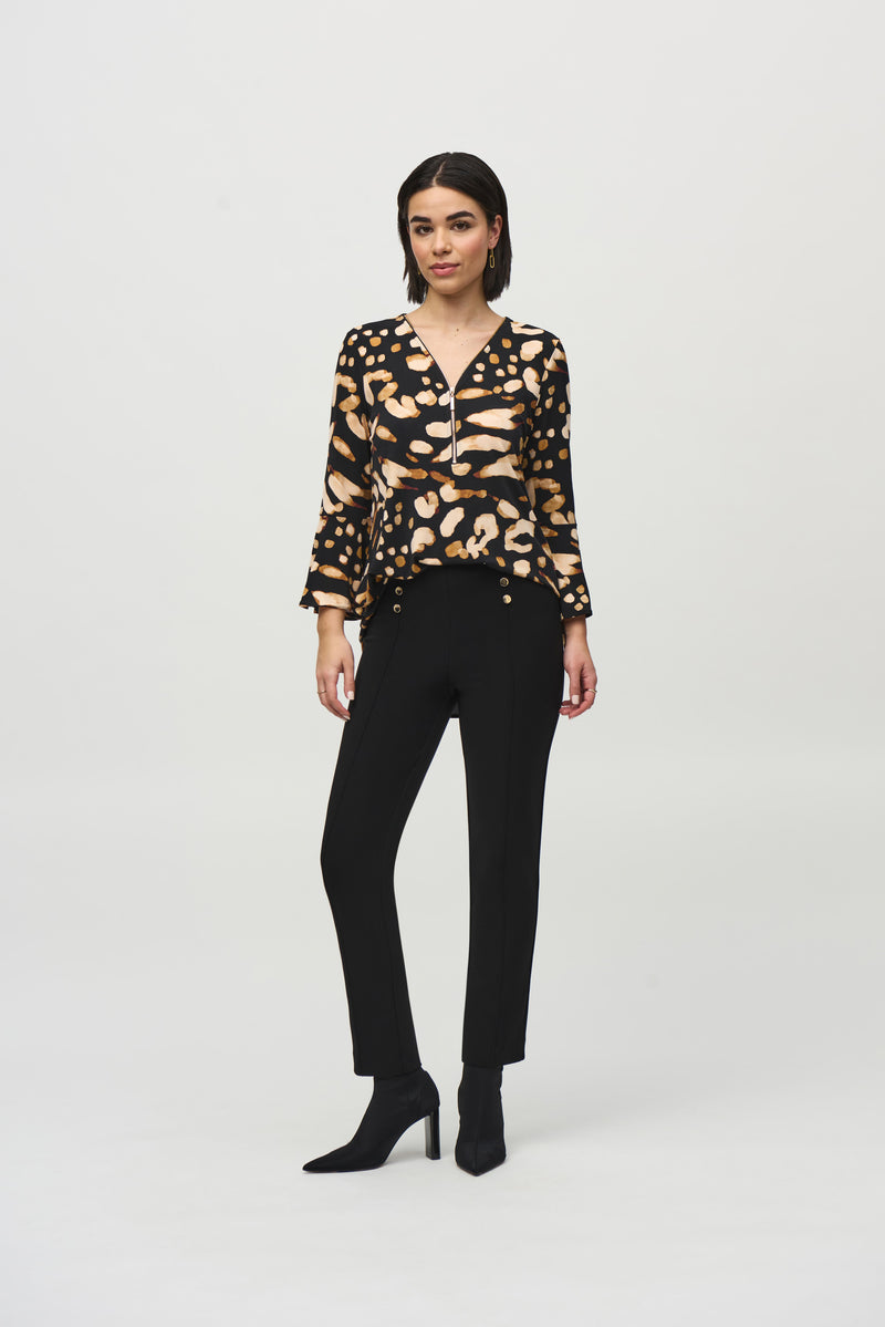 Joseph Ribkoff Fit & Flare Tunic in Black Animal 244176