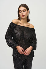 Joseph Ribkoff Sequin Top in Black 244227