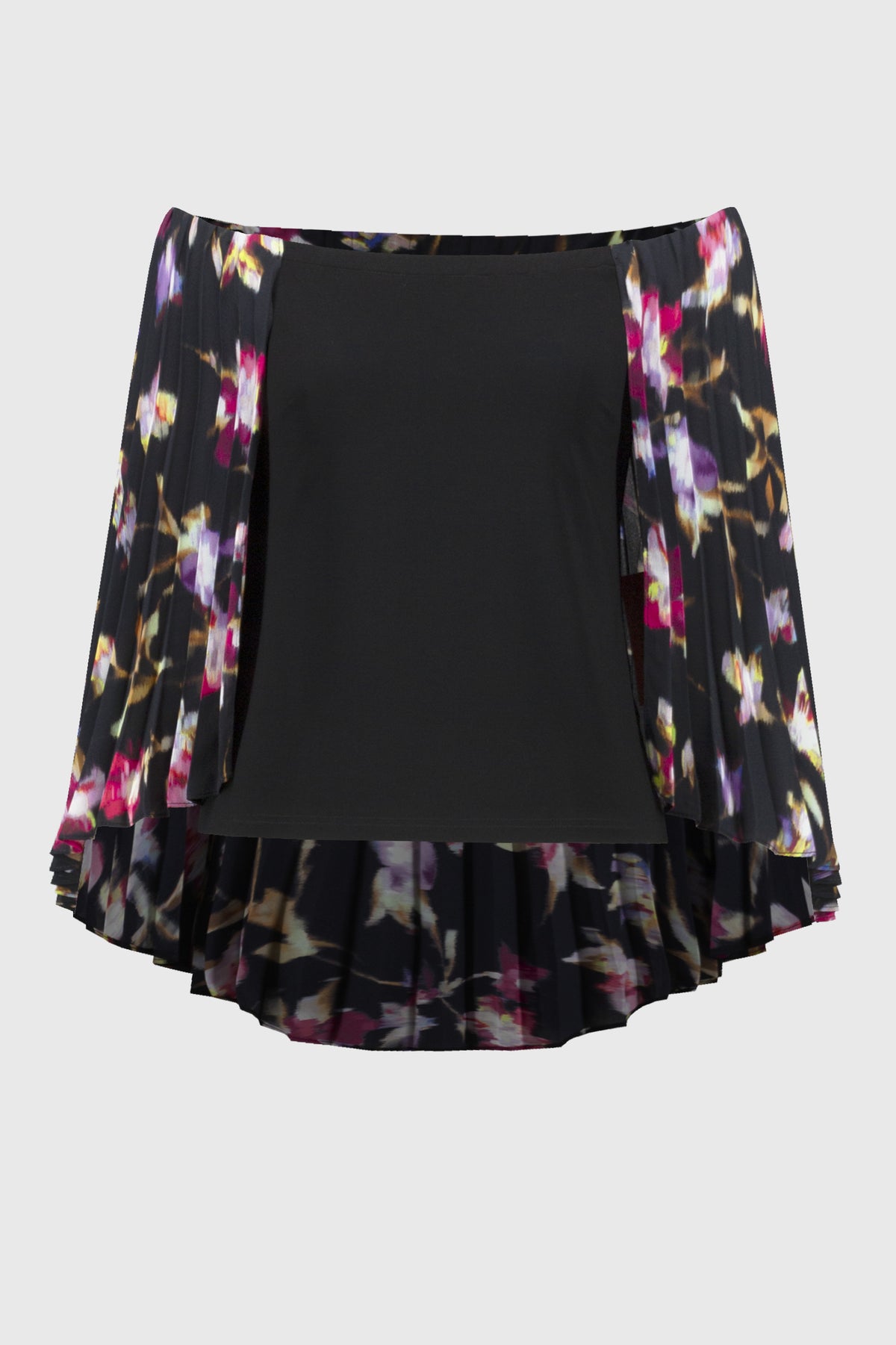 Joseph Ribkoff Pleated Cape Top in Black Floral 244246