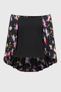 Joseph Ribkoff Pleated Cape Top in Black Floral 244246