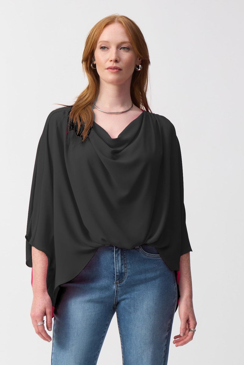 Joseph Ribkoff Georgette Boxy Top in Black 251026