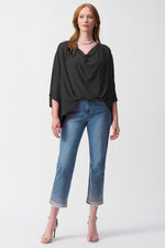 Joseph Ribkoff Georgette Boxy Top in Black 251026