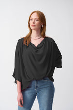 Joseph Ribkoff Georgette Boxy Top in Black 251026