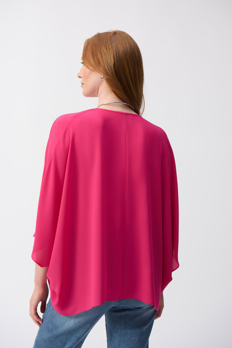 Joseph Ribkoff Georgette Boxy Top in Geranium 251026