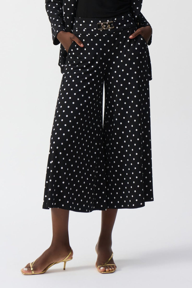 Joseph Ribkoff Dot Culottes in Black & White 251040