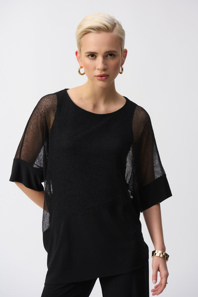 Joseph Ribkoff Silky Mesh Top in Black 251092