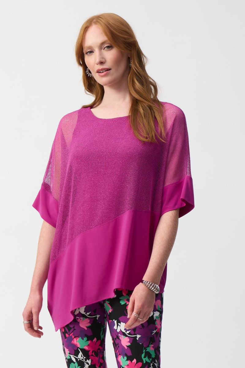 Joseph Ribkoff Silky Mesh Top in Purple Orchid 251092