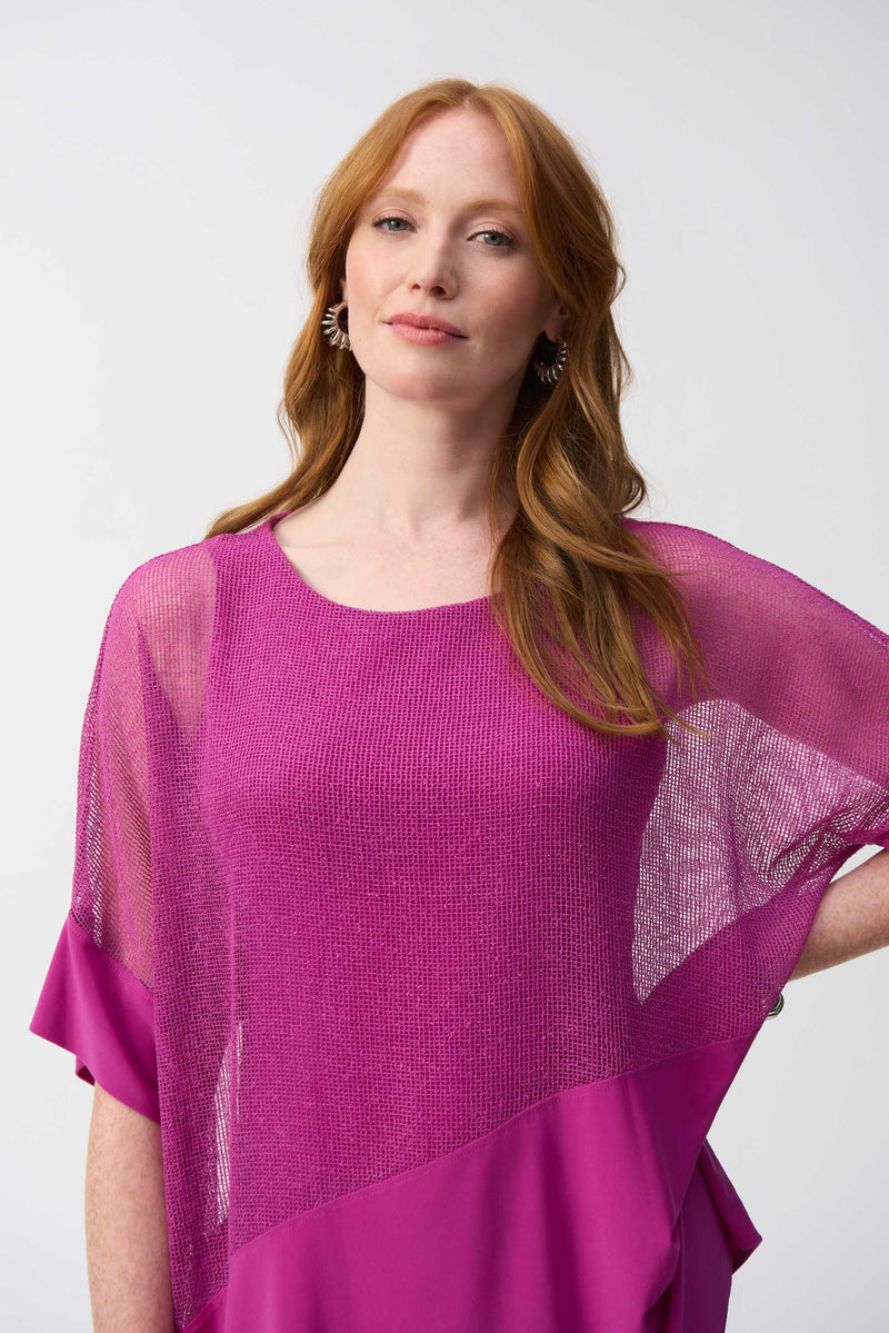 Joseph Ribkoff Silky Mesh Top in Purple Orchid 251092