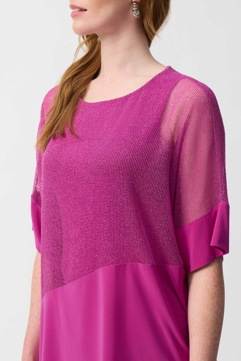 Joseph Ribkoff Silky Mesh Top in Purple Orchid 251092