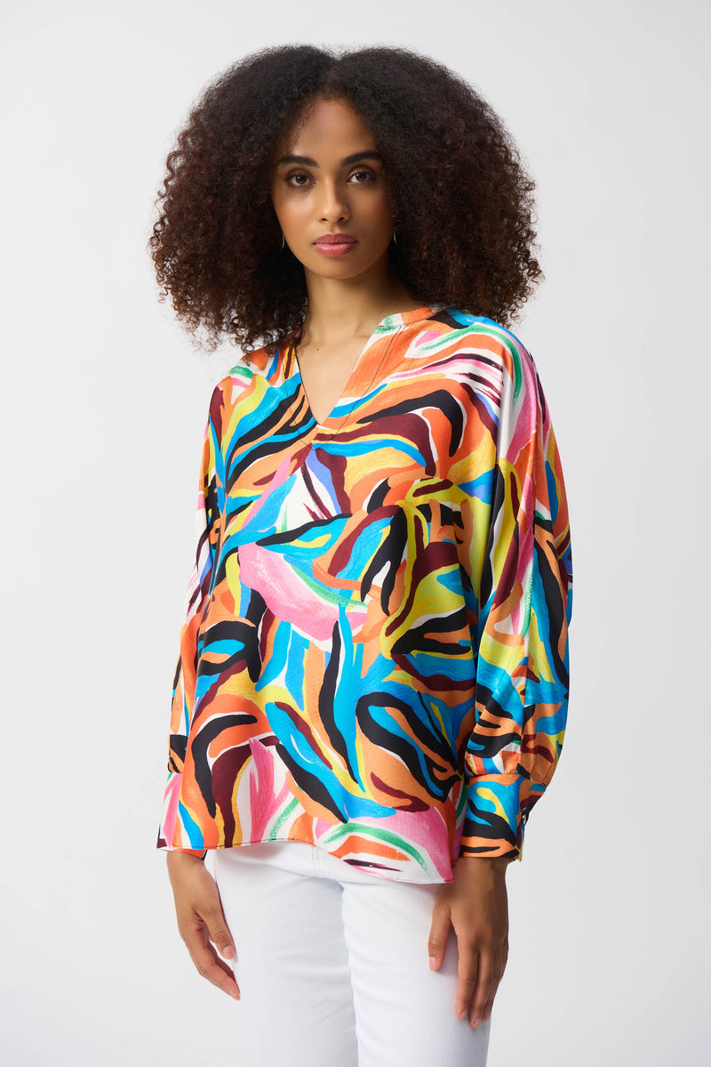 Joseph Ribkoff Satin Top in Vanilla Brights 251122