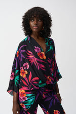 Joseph Ribkoff Draped Top in Black Brights 251127