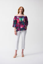 Joseph Ribkoff Georgette Top in Tropical Brights 251179