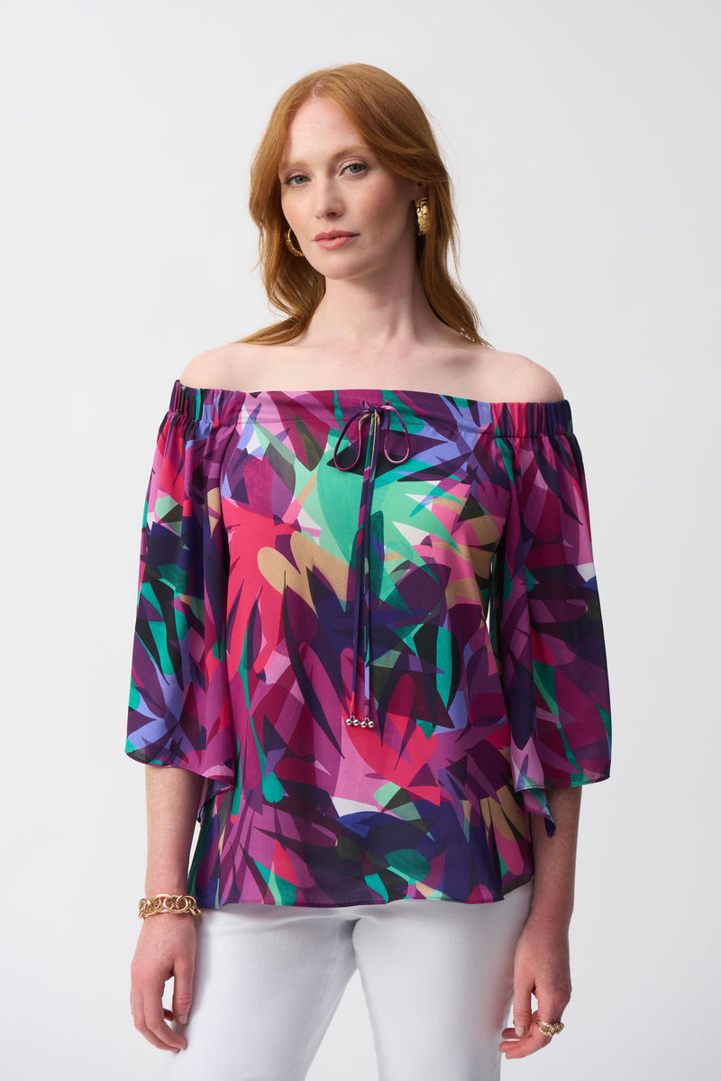 Joseph Ribkoff Georgette Top in Tropical Brights 251179