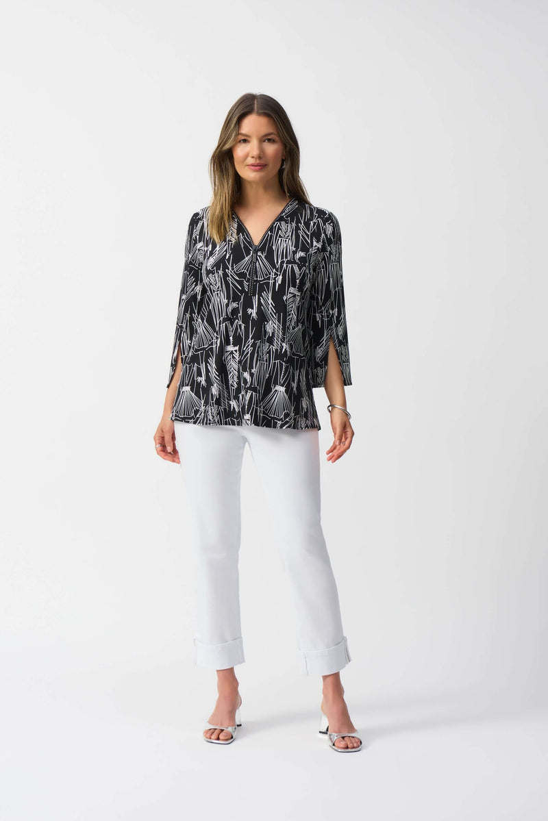 Joseph Ribkoff Rhinestone Top in Black Vanilla 251181