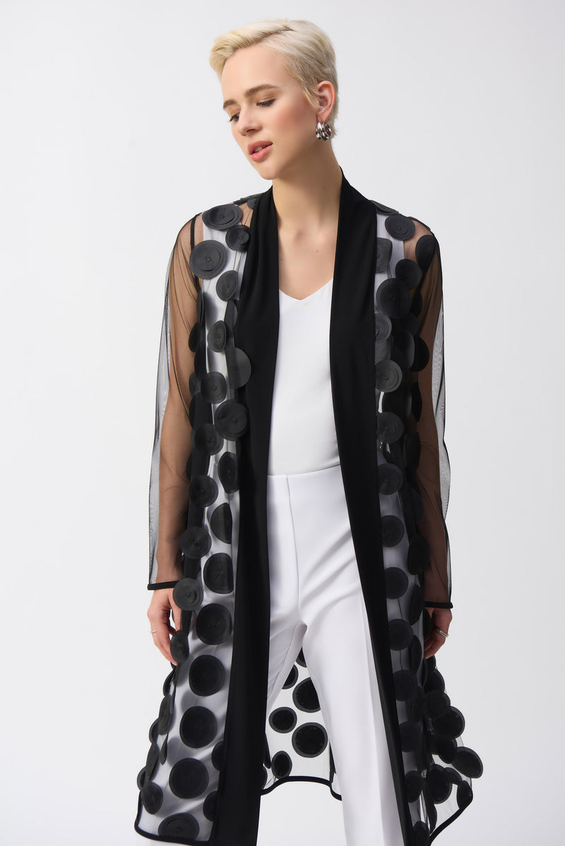 Joseph Ribkoff in 3D Dot Longline Jacket in Black 251209