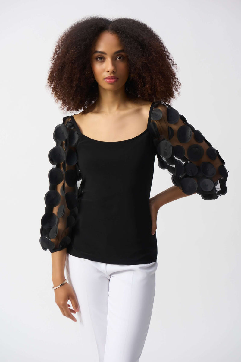 Joseph Ribkoff 3D Dot Top in Black 251273