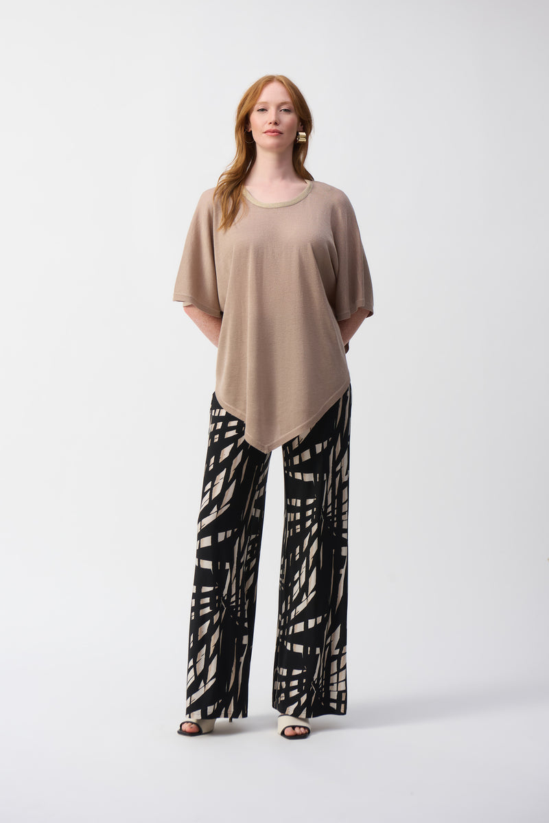 Joseph Ribkoff Wide Leg Pant in Black Vanilla Tropical 251274