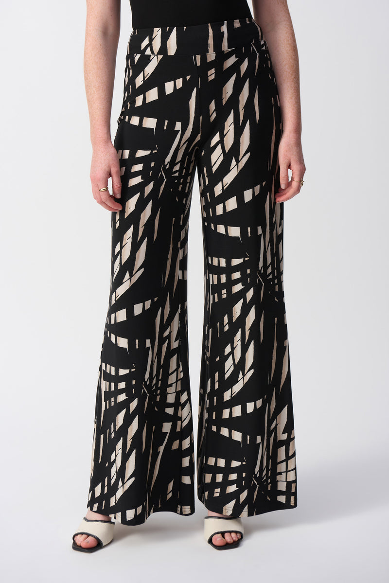 Joseph Ribkoff Wide Leg Pant in Black Vanilla Tropical 251274