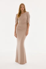 Signature by Joseph Ribkoff Draped Gown in Champagne 251703