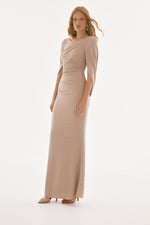 Signature by Joseph Ribkoff Draped Gown in Champagne 251703