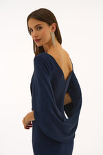 Signature by Joseph Ribkoff Draped Gown in Navy 251703