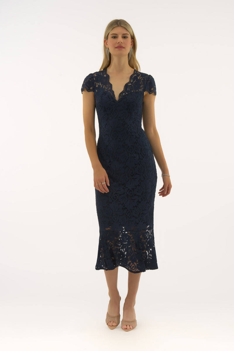 Signature by Joseph Ribkoff Lace Dress in Midnight 251714