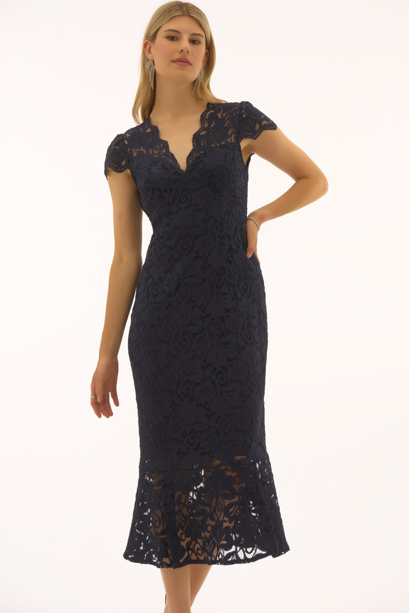 Signature by Joseph Ribkoff Lace Dress in Midnight 251714