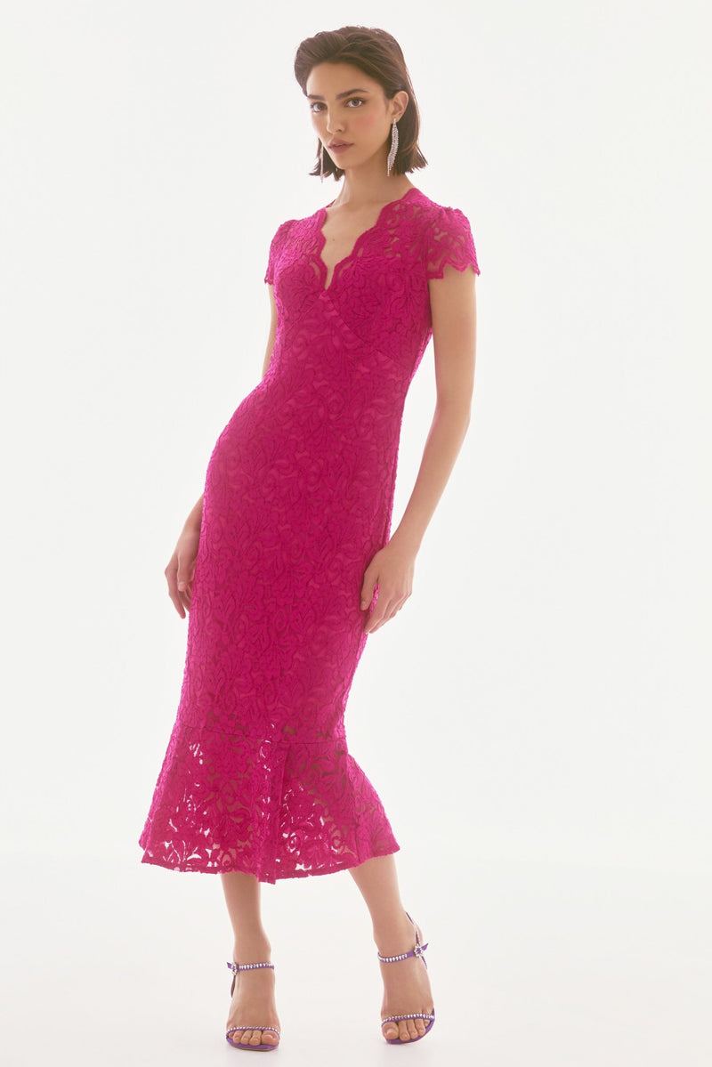 Signature by Joseph Ribkoff Lace Dress in Geranium 251714