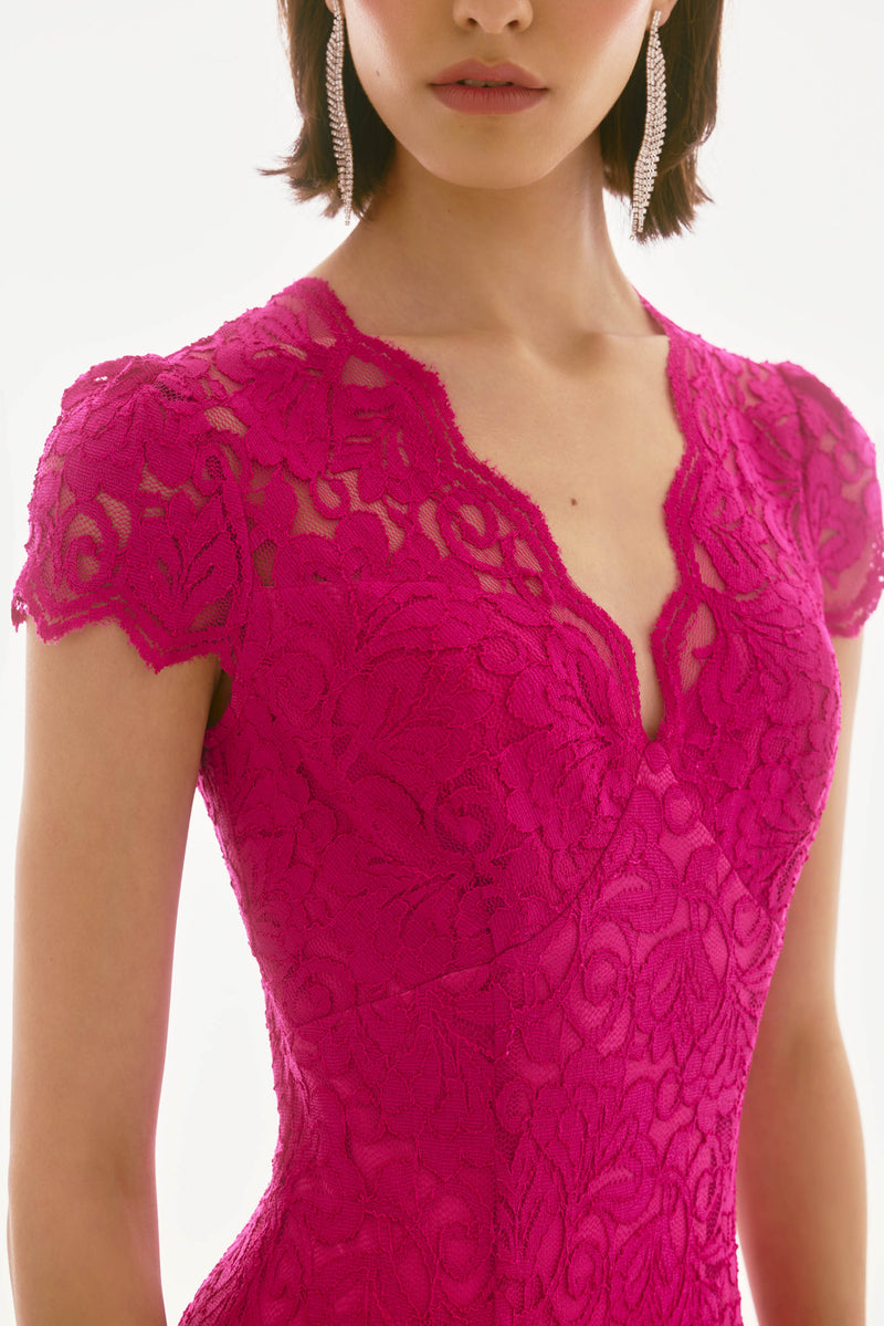 Signature by Joseph Ribkoff Lace Dress in Geranium 251714