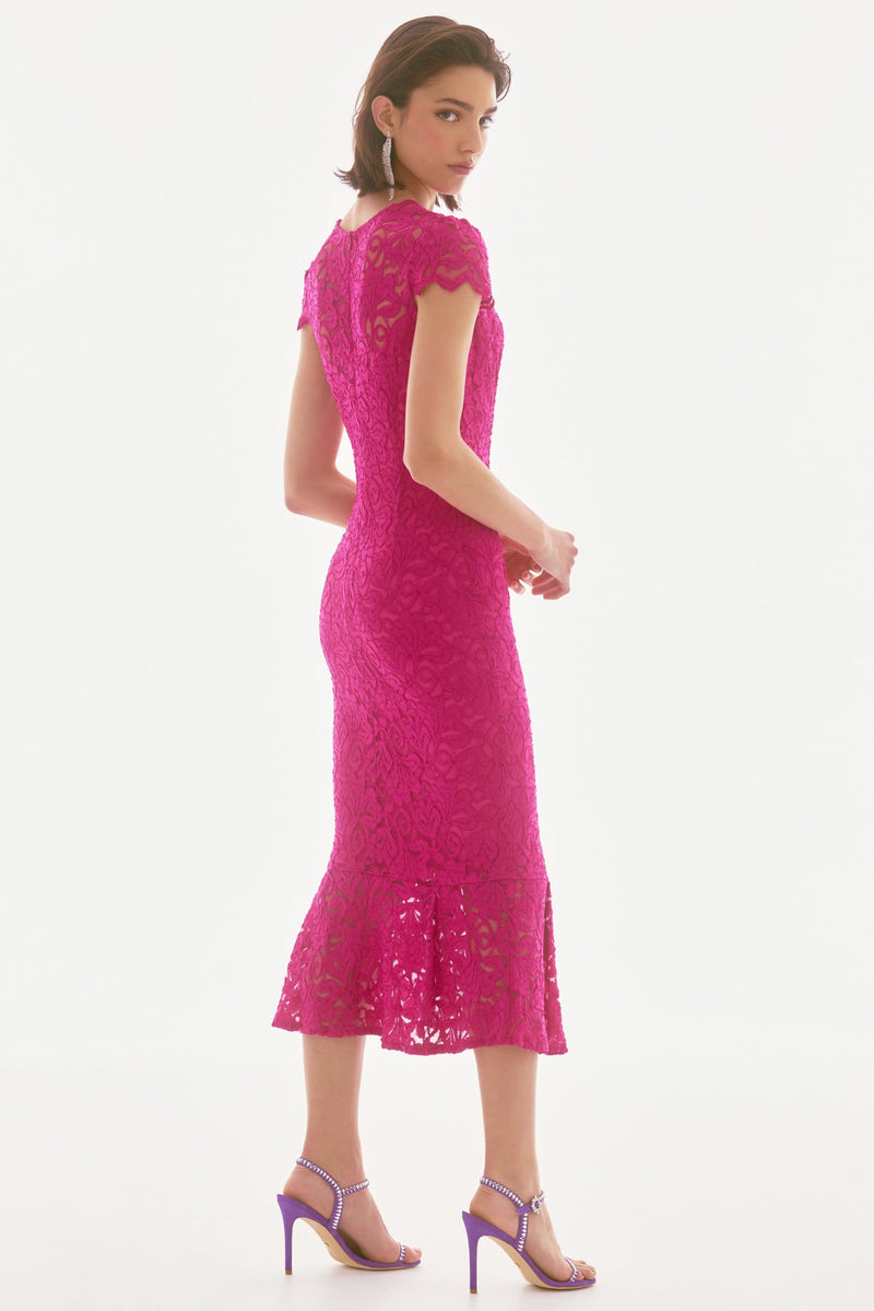 Signature by Joseph Ribkoff Lace Dress in Geranium 251714