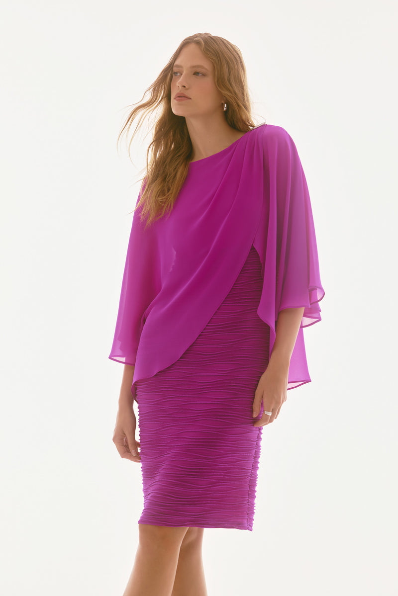 Signature by Joseph Ribkoff Cascade Dress in Purple Orchid 251720