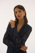 Signature by Joseph Ribkoff Lace Blazer in Midnight Blue 251726