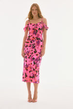 Signature by Joseph Ribkoff Dress in Pink Black Geranium 251737