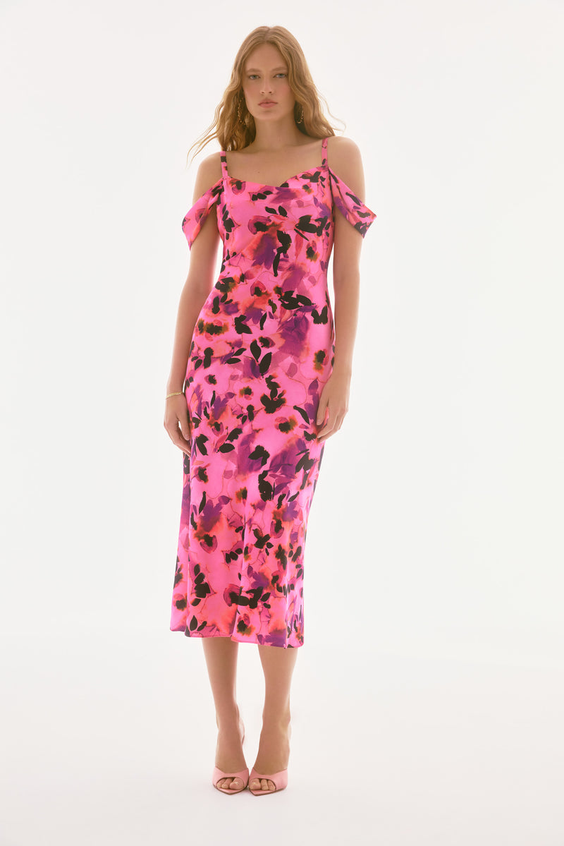 Signature by Joseph Ribkoff Dress in Pink Black Geranium 251737