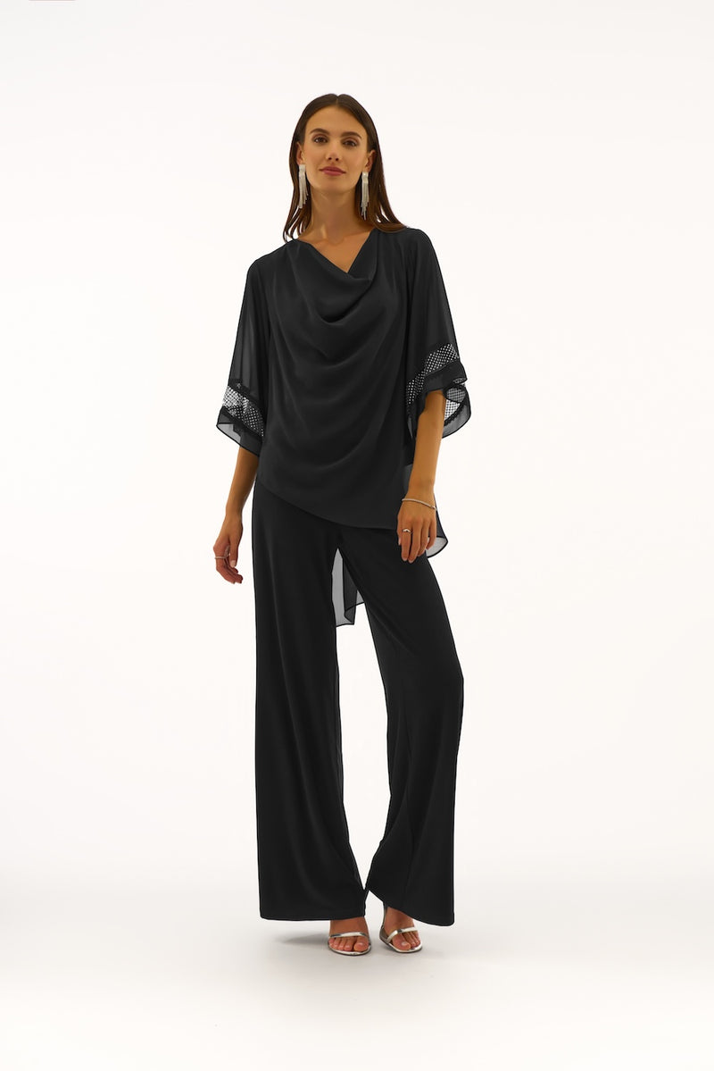 Signature by Joseph Ribkoff Chiffon Top in Black 251740