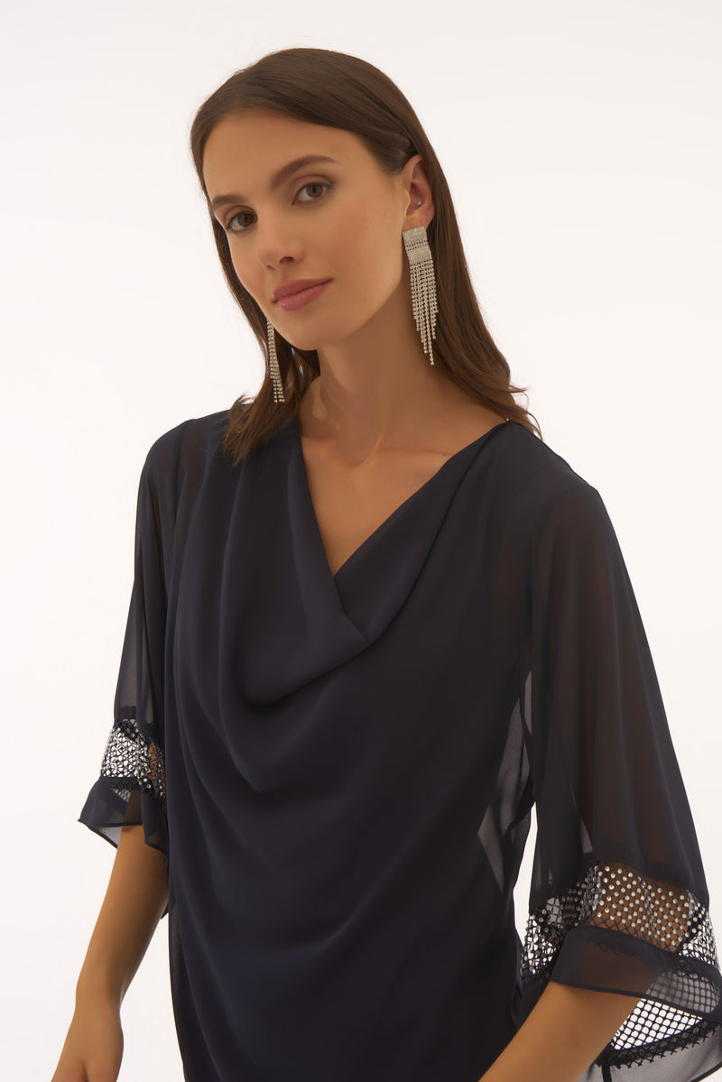 Signature by Joseph Ribkoff Chiffon Top in Midnight 251740