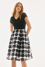 Joseph Ribkoff Shadow Stripe Dress in Black Vanilla Dots 251754