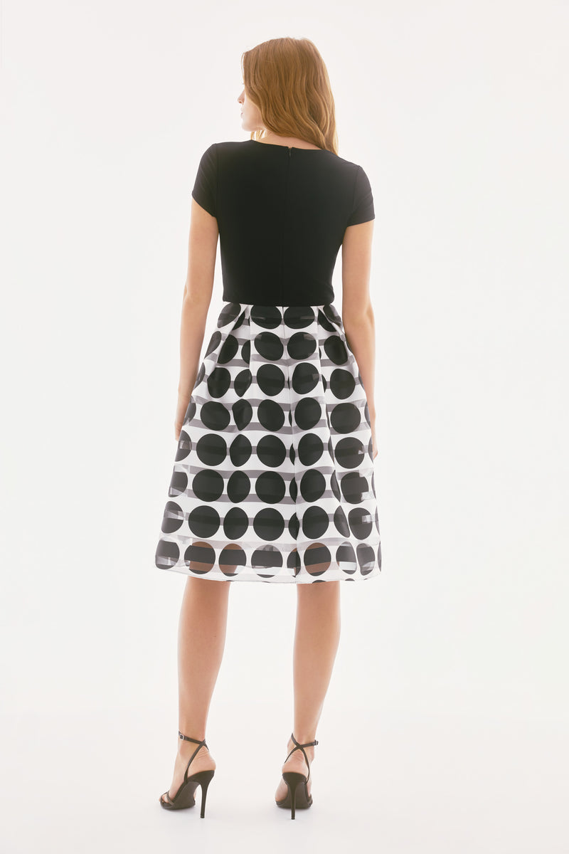 Joseph Ribkoff Shadow Stripe Dress in Black Vanilla Dots 251754