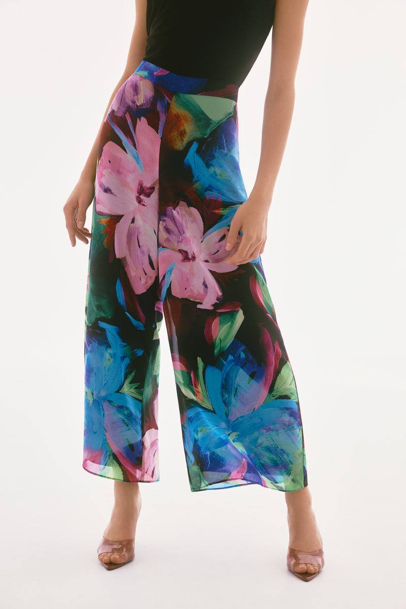 Signature by Joseph Ribkoff Wide Leg Pant in Black Brights 251771