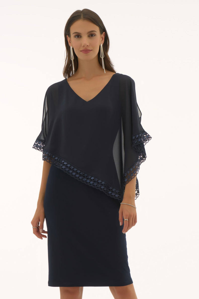 Signature by Joseph Ribkoff Poncho Dress in Midnight 251773