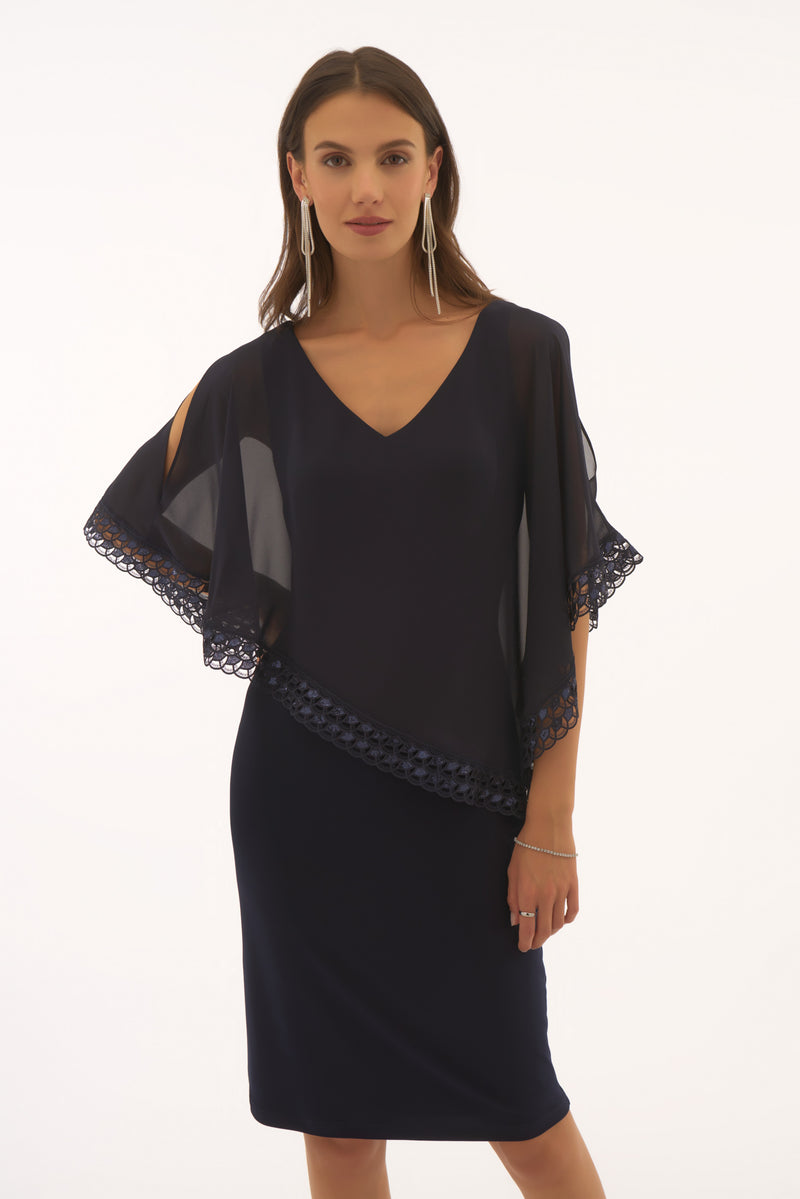 Signature by Joseph Ribkoff Poncho Dress in Midnight 251773